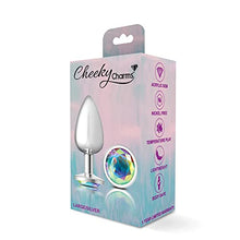 Load image into Gallery viewer, Viben Toys  Cheeky Charms Butt Plug  Body Safe Aluminum Alloy, Lightweight Anal Plug  Silver Round Clear Iridescent Acrylic Gemstone - Large
