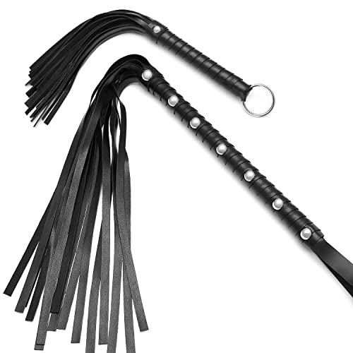 2 PCS 28-inch and 11.8-inch Black Riding Whip, fine Soft Whip, Faux Leather Whip, Equestrian Whip, Lovers Whip