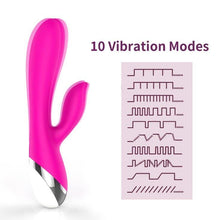 Load image into Gallery viewer, Rechargeable Rabbit Vibrator Dildo Adult Women Sex Toy Female Sexual Tool Vibrating Wand Massager 10 Modes 6 Speeds Handheld Portable
