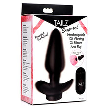 Load image into Gallery viewer, TAILZ Interchangeable 10X Vibrating X-Large Premium Silicone Anal Plug with Remote Control for Men Women &amp; Couples. Body-Safe Silicone Plug with Compatible Tails, Easy to Clean - X-Large, Black
