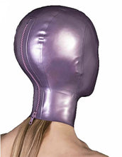 Load image into Gallery viewer, Yuanweicloths Halloween Purple Latex Hood Rubber Mask with Honeycomb Open Eyes for Catsuit Cosplay Party Fetish (L)
