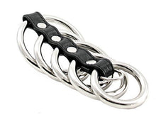 Load image into Gallery viewer, LoveSex Bondage Boutique 5 Ring Leather and Metal Cock Ring Silver
