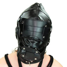 Load image into Gallery viewer, Deep Throat Trainer Locking Hood with Removable Locking Blindfold &amp; Penis Gag (Black)
