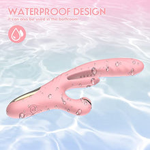 Load image into Gallery viewer, Flapping Vibrator Massager for Women: G Spot Rabbit Vibrator with 7 Vibration 7 Sucking Modes, Triple Stimulator Waterproof Rechargeable Powerful Dual Motor Rose Sex Toy-Pink
