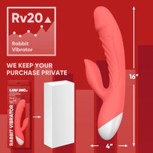 Load image into Gallery viewer, Luv Inc G-Spot Rabbit Vibrator Clitoris Stimulator - Silicone Vaginal Anal Dildo Massager for Women Masturbation, Powerful Waterproof Rechargeable Adult Sex Toys for Couples Sex Toys (Coral)
