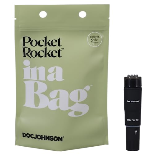 DOC JOHNSON  Pocket Rocket In A Bag Collection, Mini Adult Vibrating Massager, Compact Quiet Motor, Discreet, Pleasure on the Go, Total Length: 4 in. and Width/Diameter: 1 in. (Black)