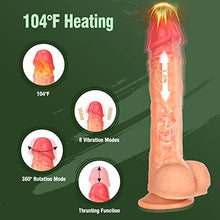 Load image into Gallery viewer, Realistic Dildo Sex Toy, 8.7 Inch Thrusting Dildos Vibrator for Women Pleasure with 8 Vibrating Rotation and Heating, Silicone Suction Didlo Telescopic Penis for G Spot Clitoral Anal Stimulation
