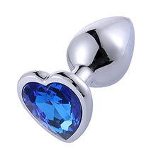 Load image into Gallery viewer, Rustless Metal Anal Butt Plugs Blue Jewelry Heart Shaped Anal Trainer Toys Unisex Valentine &#39;s/Birthday Gift for Lover Romi (Medium Plug)
