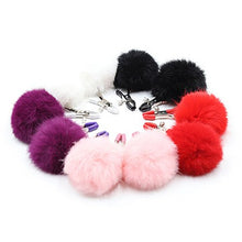 Load image into Gallery viewer, JIAHAO Furry Feather Nipple Clamps Clips Adjustable Rabbit Tail BDSM Sex Toy Unisex (White)
