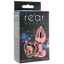 Load image into Gallery viewer, Rear Assets Anal Butt Plug - Rose Gold- Small - Heart-Shaped (Rainbow Jewel)
