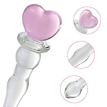 Load image into Gallery viewer, Glass Double-Ended Dildo G-Spot Stimulation Butt Plugs Anal Beads Pleasure Wand with Pink Heart Sex Factory
