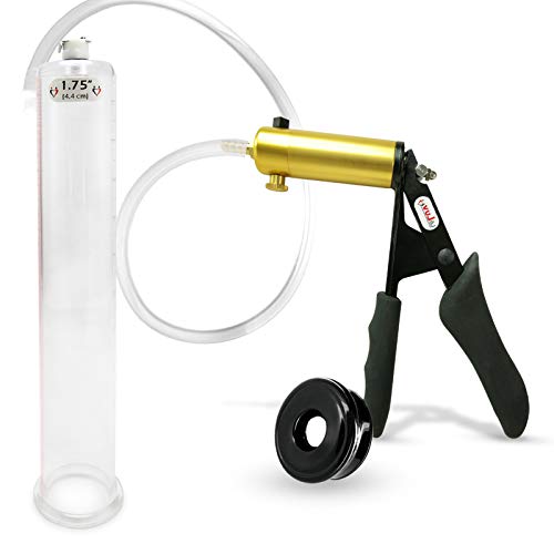 LeLuv Ultima Black Vacuum Penis Pump Ergonomic Silicone Grip w/TPR Sleeve - 12