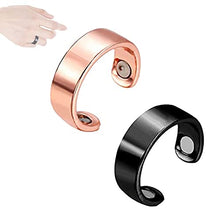 Load image into Gallery viewer, Healthgo Blood Pressure Regulator Ring,Healthgo Blood Sugar Control Ring,Adjustable Blood Pressure Regulator Ring for Women Men (Rose Gold + Black)
