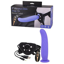 Load image into Gallery viewer, 9&quot; Vibration Dildo Strap-on with Remote Control &amp; Harness in Purple by Seven Creations, D-228720
