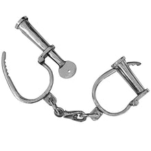 Load image into Gallery viewer, Mythrojan Medieval Handcuffs Chrome Antique Style Dungeon Shackles Solid Steel
