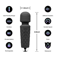 Load image into Gallery viewer, YINGEVB Vibrator Wand, Adult Sex Toys G Spot Vibrators, 20 Patterns &amp; 8 Speeds Clit Vibrator Quiet &amp; Small Female Adult Toys for Her Pleasure-Black
