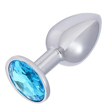 Load image into Gallery viewer, Small Anal Plug, Anal Toy Plug Beginner, Personal Sex Massager, Stainless Steel Butt Plug for Women Men Couples Lover, LightBlue
