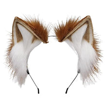 Load image into Gallery viewer, Lolita Animal Cat Ears Headband Hair Plush Ornaments Faux Fox Headwear Halloween Party Hair Hoops Anime Cosplay Fancy Props (1)
