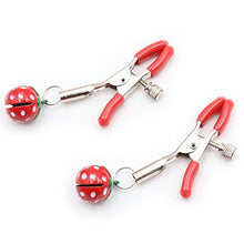 Load image into Gallery viewer, 2PCs Cute Nipple Clamps with Strawberry Bells Pendant, Nipple Clips Toys for Own Use or Flirting, Nipple Clamps Adjustable Nipple Clips, Nipple Clamps Non Piercing (Small Bells)
