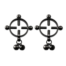 Load image into Gallery viewer, 2PCs Stainless Steel Nipple Rings Non Piercing with Bells, Decorative Nipple Clamps for Women Men Pleasure, Adult Sexual Toys for Couples (Black)
