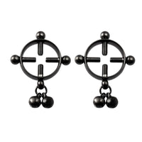 2PCs Stainless Steel Nipple Rings Non Piercing with Bells, Decorative Nipple Clamps for Women Men Pleasure, Adult Sexual Toys for Couples (Black)