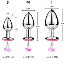 Load image into Gallery viewer, 3 Pcs Anal Butt Plug Kit with Little Bells, Waterproof Stainless Steel Anus Dilator with Different Sizes, Adult Anal Trainer Sex Toys with Pink Heart Shaped Jewelry Base for Male Female,1.0 Count
