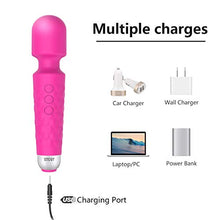 Load image into Gallery viewer, Female Vibrator, G-Spot &amp; Sex Toy, 20 Modes &amp; 8 Speeds Wand Massager, Quiet, Waterproof, USB Rechargeable Vibrator, Hand-Held Cordless Sex Toys Vibrator for Her Pleasure, Female Adult Toy - Rose
