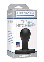 Load image into Gallery viewer, Doc Johnson Titanmen - The Hitch - 4 Inch Smooth Cushioned Plug - 4.2&quot; Long and 1.9&quot; Wide - Flared Safety Base - Matte Finish - Butt Plug - Small - Black
