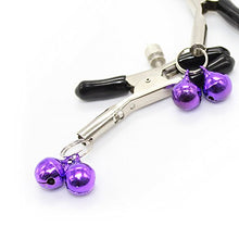 Load image into Gallery viewer, Soft Rubber Cap Clamps with Cute Purple Bells Non Piercing Toy for Women Stage Props
