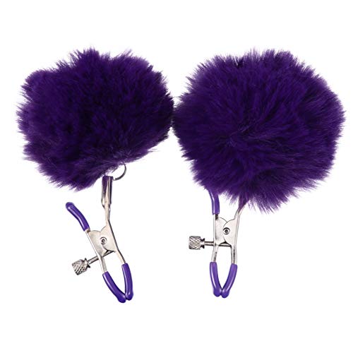 Healifty 1 Pair Purple Non Pierced Nipples Clamps Pom Pom Ball Shield Rings Nipples Rings for Lovers