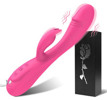 Load image into Gallery viewer, Rabbit Vibrator Sex Toy 3in1 Dildo for Women,7 * 7 Vibrators Modes CKSOHOT 8.46&#39;&#39; Liquid Silicone Sex Toy Dildos,IPX7 Fully Waterproof - Rose
