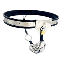 LESOYA Male Stainless Steel Chastity Belt Adjustable Bondage BDSM Restraint Device with Cock Cage Hole