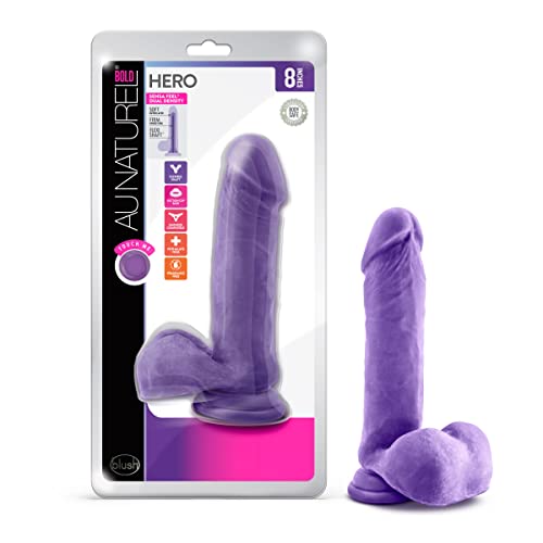 Blush Au Naturel Bold Hero 8 Inch Realistic Dual Density Dildo, Sex Toy for Women, Sex Toy for Adults, Purple