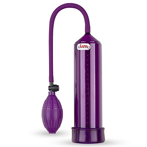 LeLuv Easyop 2.25 Inch by 9 Inch Cylinder Penis Pump Purple Bgrip Ball Handle Ball Handl and Soft TPR Vacuum Seal