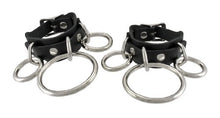 Load image into Gallery viewer, Zeckos Pair of Ladies Black Leather O Ring Fetish Wrist Restraints
