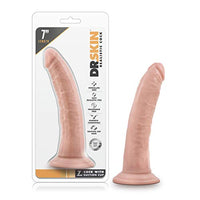 Blush Dr. Skin 7 Inch Realistic Dildo - Soft Lifelike Real Feel - Slim 1.5in. Width - Strap On Harness Compatible Suction Cup For Hands Free Play - Body Safe Female Male Sex Toy For Men Women -Vanilla