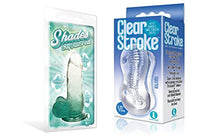 Load image into Gallery viewer, Sexy, Kinky Gift Set Bundle of Shades, Small Jelly TPR, Gradient Dong, Emerald and Icon Brands Clear Stroke - Twister, Masturbator
