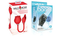 Sexy, Kinky Gift Set Bundle of Wild Rose and Bullet and Icon Brands Base Boost - Black, Cock & Balls Sleeve
