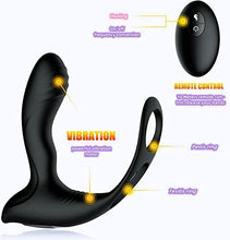 Load image into Gallery viewer, Vibrating Prostate Massager Anal Vibrator - 10 Modes Couple Anal Sex with Dual Motor Cock Ring Vibrator, G-spot Vibrator with Remote Control, Adult Sex Toy for Men/Women/Couples
