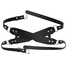 Load image into Gallery viewer, PU Leather Eye Mask with Cross Adjustable Shading Blindfolded Bondage Harness Strap for Fetish Slave Cosplay (Color : Black, Size : A zize)
