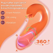 Load image into Gallery viewer, Clitoral Licking Rotating G Spot Vibrator Honey Play Box Joi  3 in 1 Clit Tongue Dildo Vaginal Vibrating Stimulator Adult Sex Toys with 7 Rotating&amp; 7 Clit Licking Modes Massager Butt Plug (Orange)
