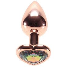 Load image into Gallery viewer, Rear Assets Anal Butt Plug - Rose Gold- Small - Heart-Shaped (Rainbow Jewel)
