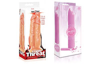 Sexy, Kinky Gift Set Bundle of Massive Triple Threat 3 Cock Dildo and Icon Brands Pastel Vibes, Rose