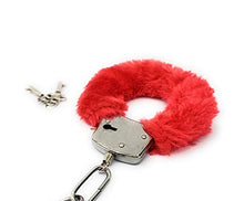 Load image into Gallery viewer, JASINCESS Plush Handcuffs with Keys Toy Handcuffs Stage Costume Props (Red)
