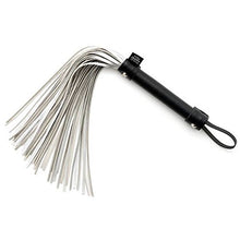 Load image into Gallery viewer, Fifty Shades of Grey Please Sir Flogger - 15 Inch Mini Metallic Faux Leather Flogger - Easy Grip Handle for Spanking - Black/Silver
