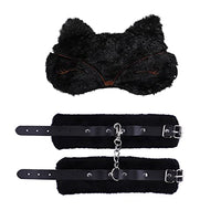 Jugaoge Adult Toys Fluffy Wrist Leather Hand Cuffs Role Play Set Accessories Adjustable Straps Wristband Bracelet Black One Size