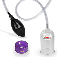 LeLuv EasyOp Bgrip Handle Penis Glans (Head) Vacuum Pump Kit with TPR Material Medium Purple Sleeve