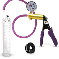 LeLuv Ultima Purple Premium Penis Pump with Ergonomic Grips and Silicone Hose, Gauge + TPR Sleeve | 9