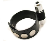 Load image into Gallery viewer, M2m Cock Ring, Leather with 3 Speed Bullet, Chrome
