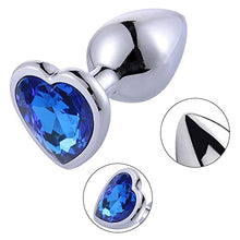 Load image into Gallery viewer, 3Pcs Set Luxury Metal Butt Toys Heart Shaped Anal Trainer Jewel Butt Plug Kit S&amp;M Adult Gay Anal Plugs Woman Men Sex Gifts Things for Beginners Couples Large/Medium/Small-Blue
